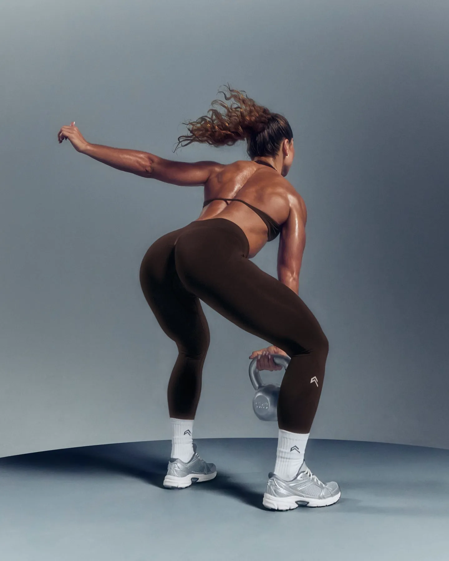 EnhanceLift™ Seamless Leggings with White Logo | Plum Brown sold by Oner Active