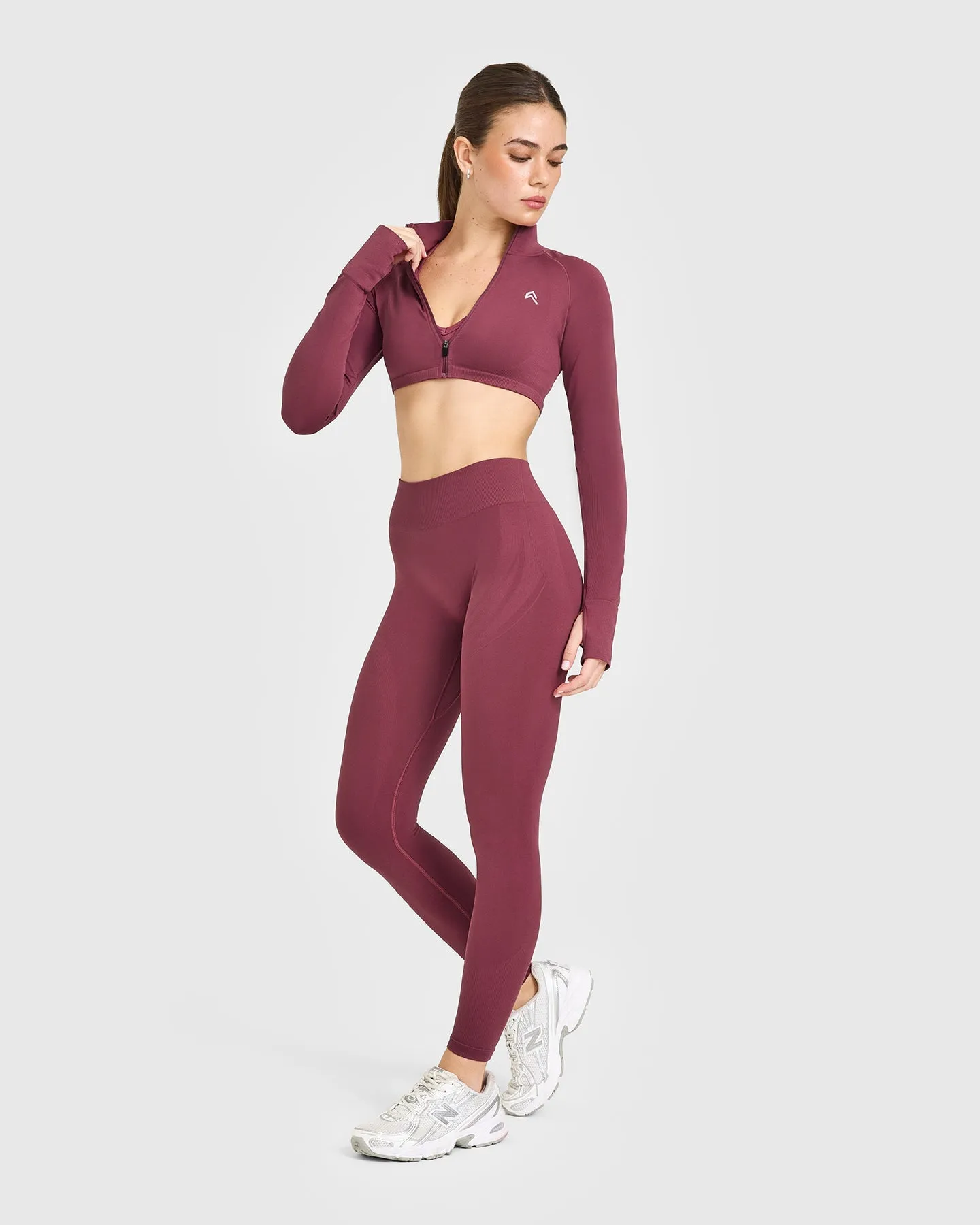 EnhanceLift™ Seamless Leggings with White Logo | Burnt Maroon sold by Oner Active product image thumbnail 3