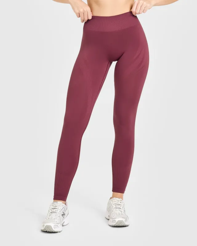 EnhanceLift™ Seamless Leggings with White Logo | Burnt Maroon made by Oner Active