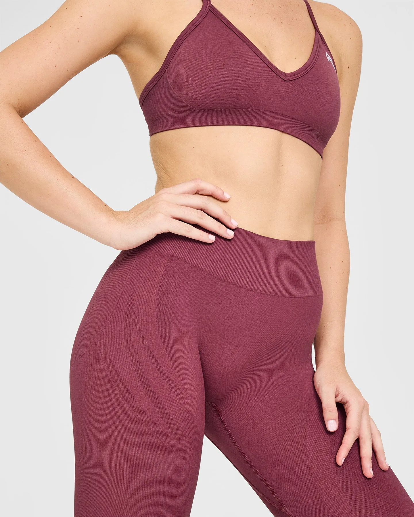 EnhanceLift™ Seamless Leggings with White Logo | Burnt Maroon sold by Oner Active product image thumbnail 5