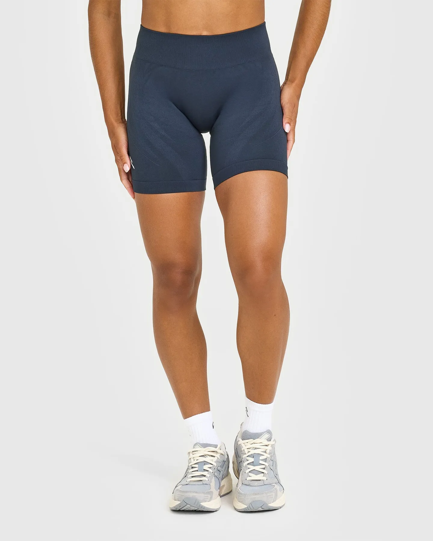 EnhanceLift™ Seamless Shorts with White Logo | True Blue sold by Oner Active