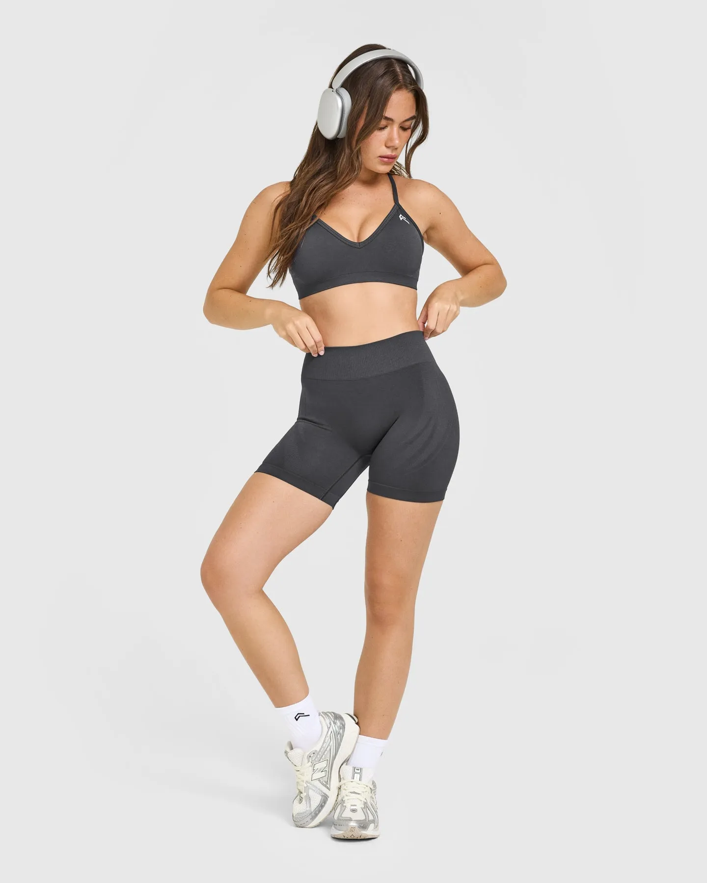 EnhanceLift™ Seamless Shorts with White Logo | Coal sold by Oner Active product image thumbnail 2