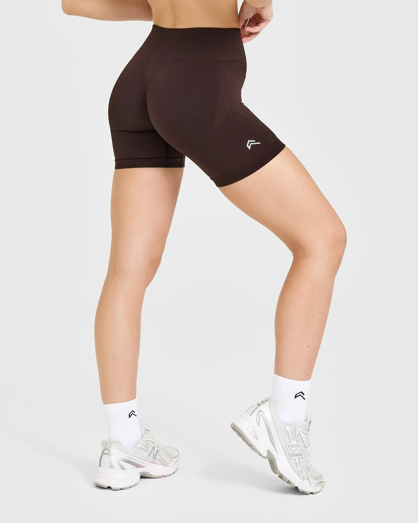 EnhanceLift™ Seamless Shorts with White Logo | Plum Brown sold by Oner Active product image thumbnail 4