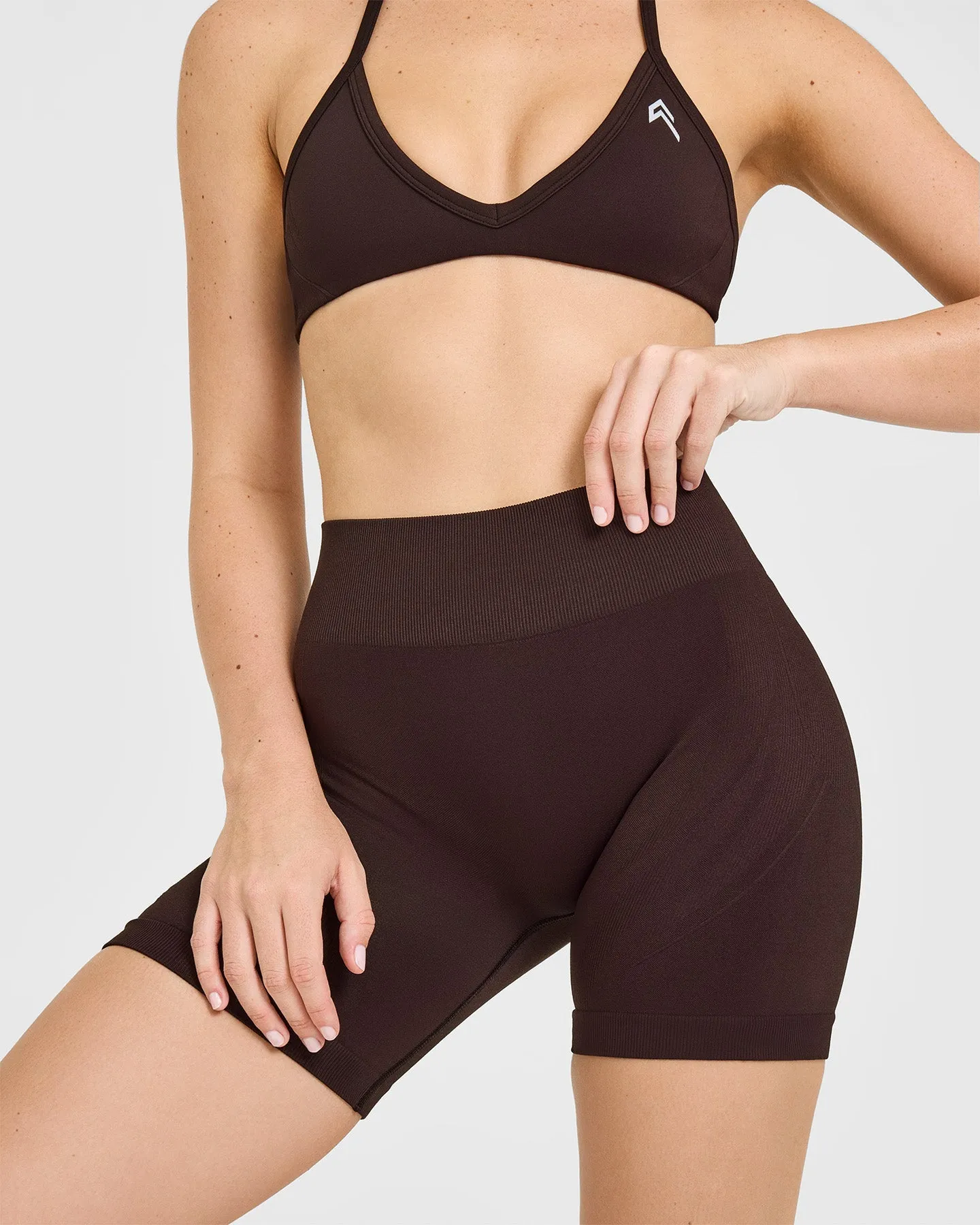 EnhanceLift™ Seamless Shorts with White Logo | Plum Brown sold by Oner Active product image thumbnail 5