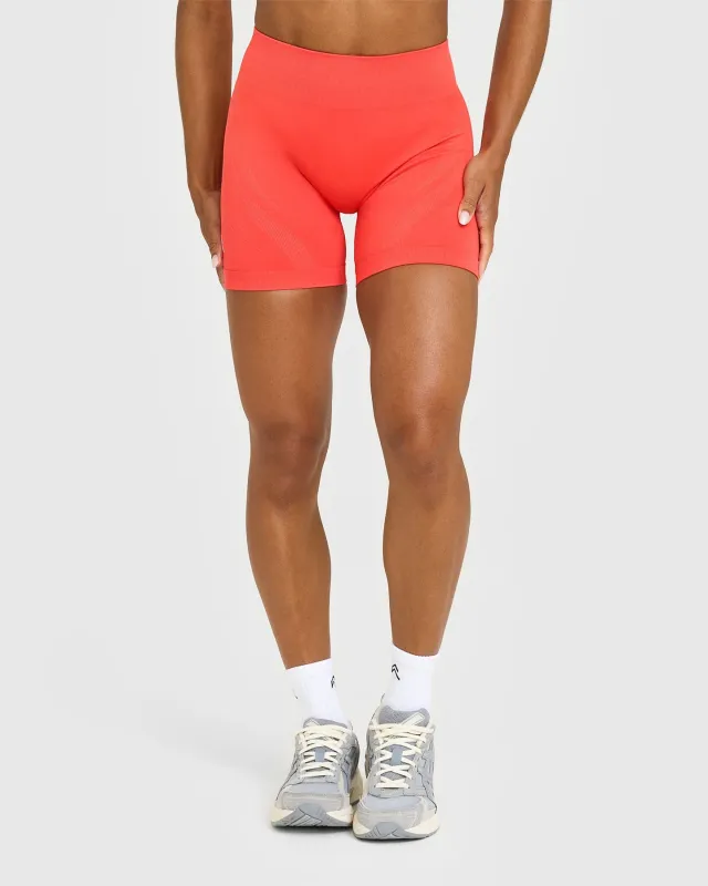 EnhanceLift™ Seamless Shorts with White Logo | Charged Coral sold by Oner Active