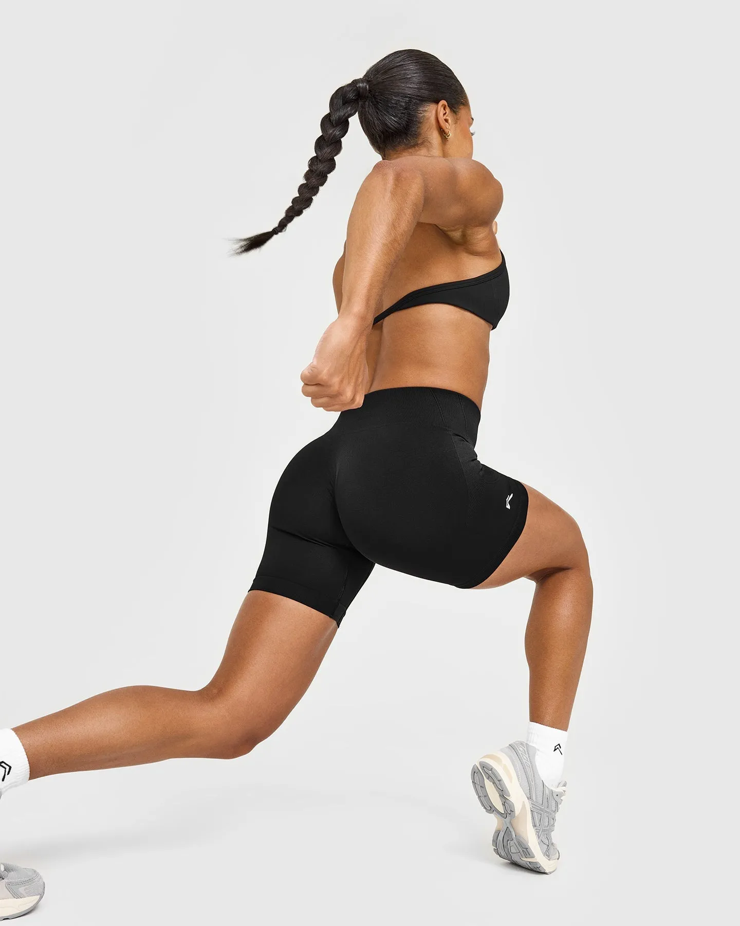 EnhanceLift™ Seamless Shorts with White Logo | Black sold by Oner Active product image thumbnail 4