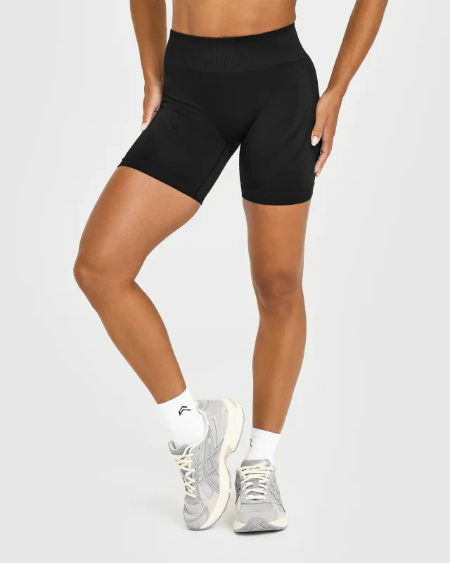 EnhanceLift™ Seamless Shorts with White Logo | Black sold by Oner Active