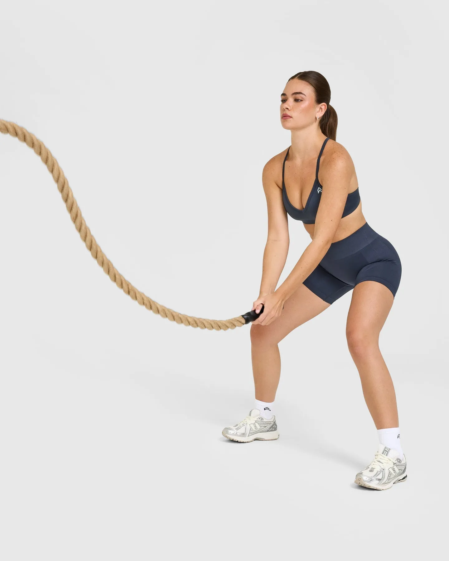 EnhanceLift™ Seamless Strappy Sports Bra with White Logo | True Blue sold by Oner Active product image thumbnail 3