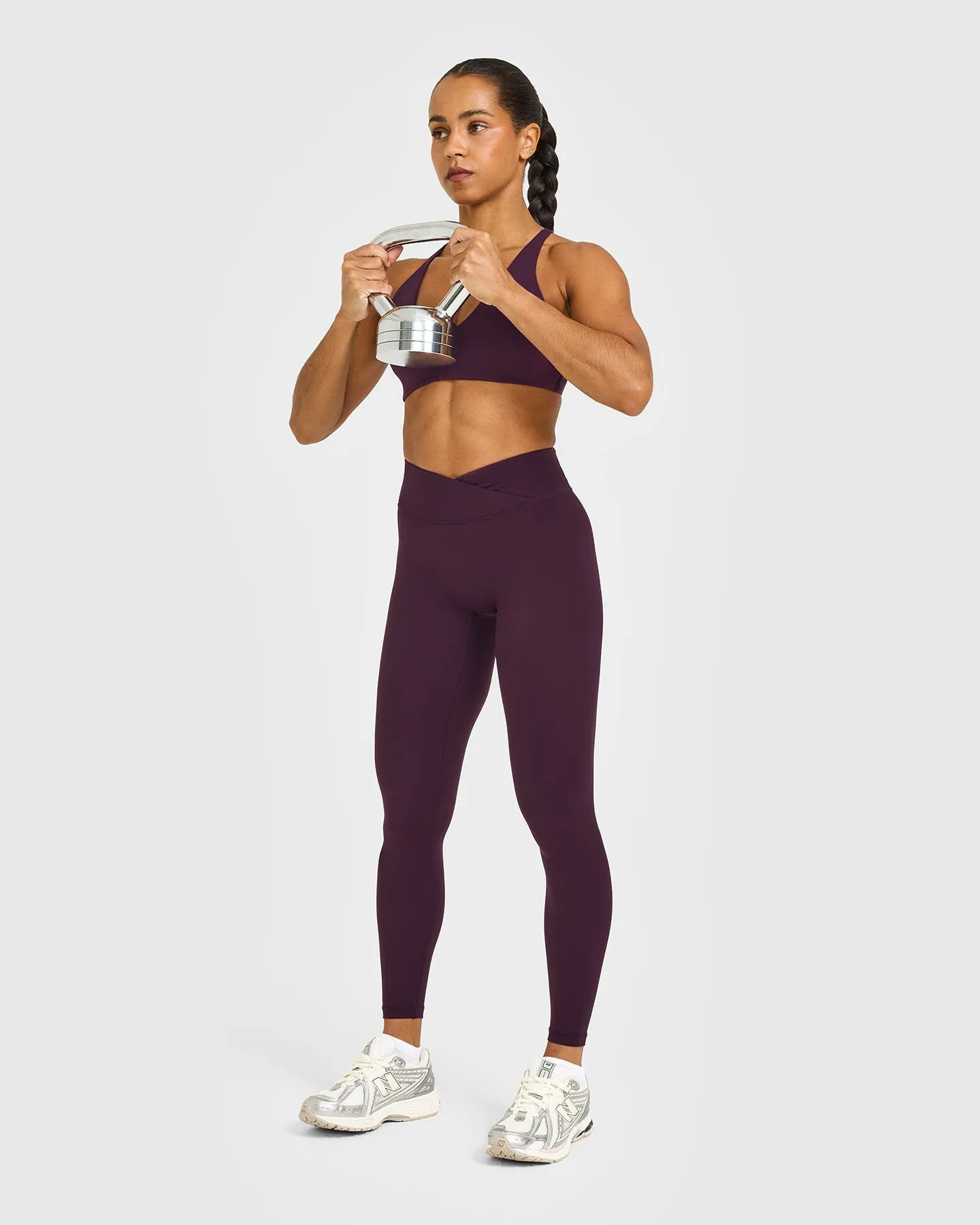 Unified Wrap Leggings White Logo | Blackberry Purple sold by Oner Active product image thumbnail 3