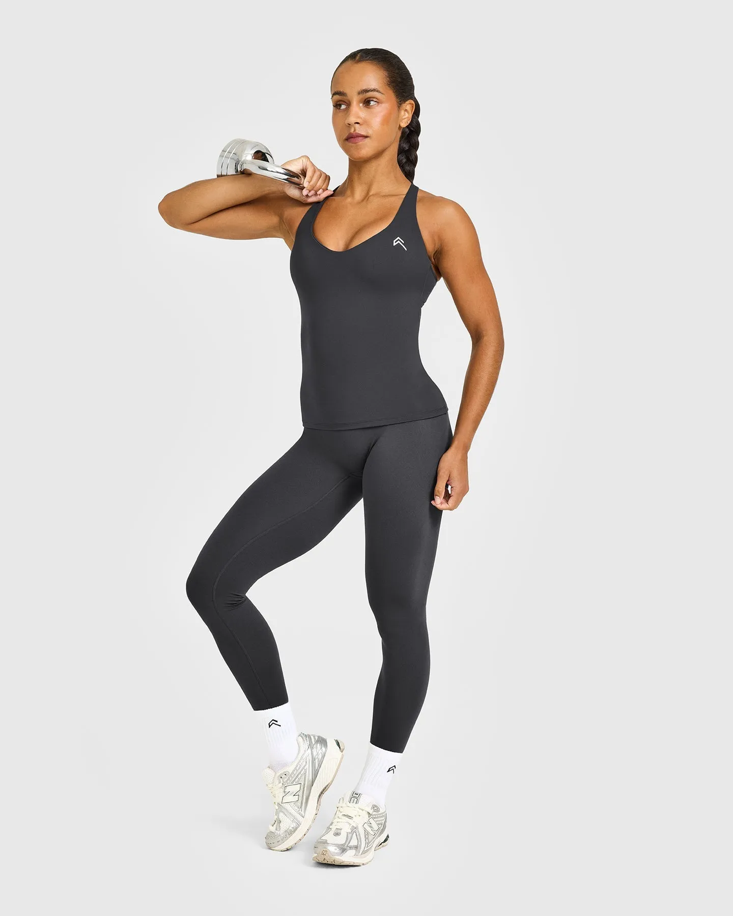 Unified V Neck Cross Back Vest White Logo | Coal sold by Oner Active product image thumbnail 3