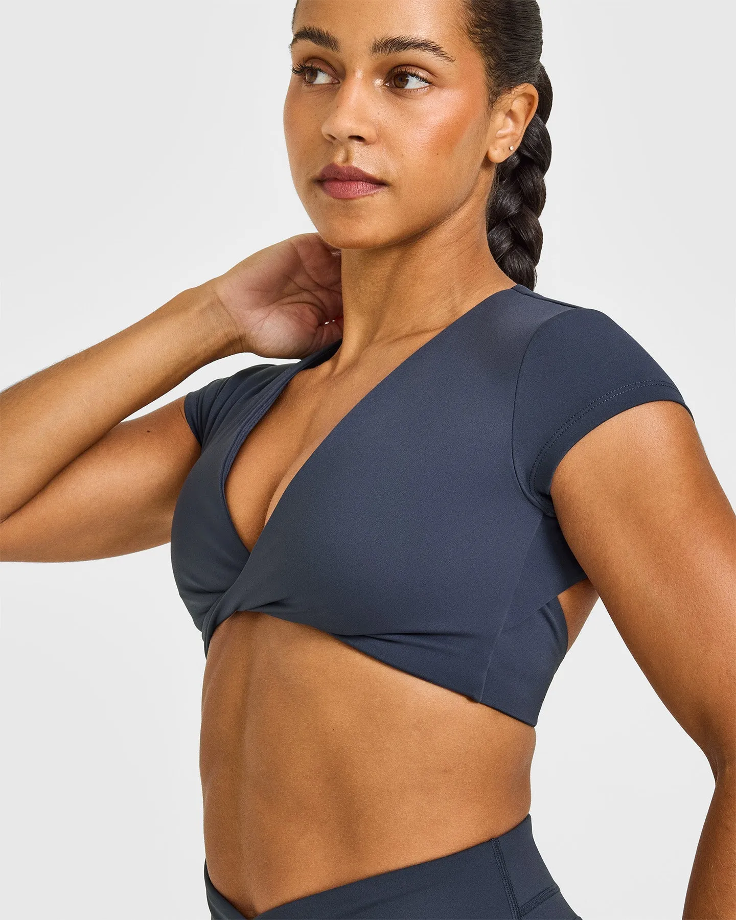 Unified Twist Front Short Sleeve Crop Top | True Blue sold by Oner Active product image thumbnail 5