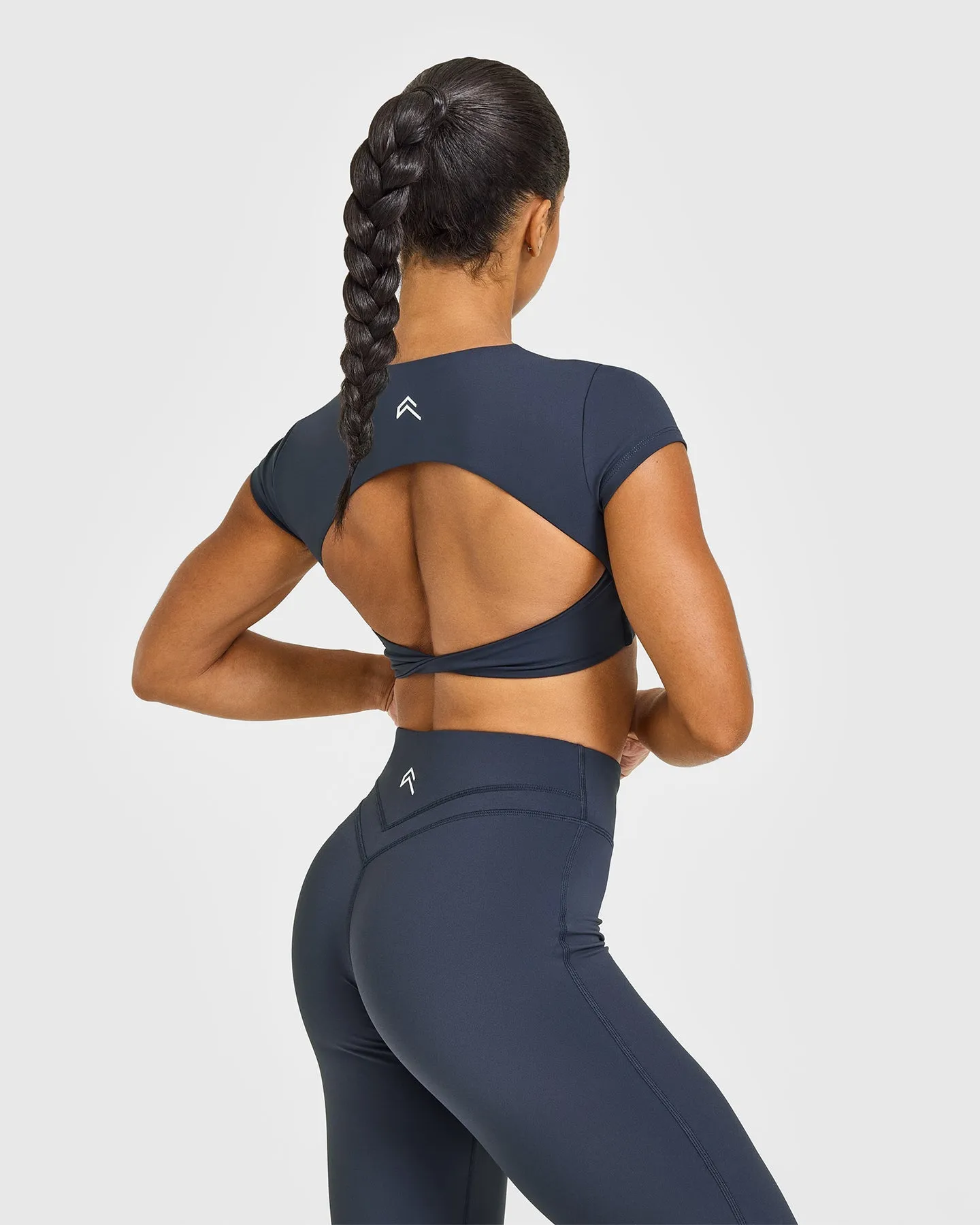Unified Twist Front Short Sleeve Crop Top | True Blue sold by Oner Active product image thumbnail 2