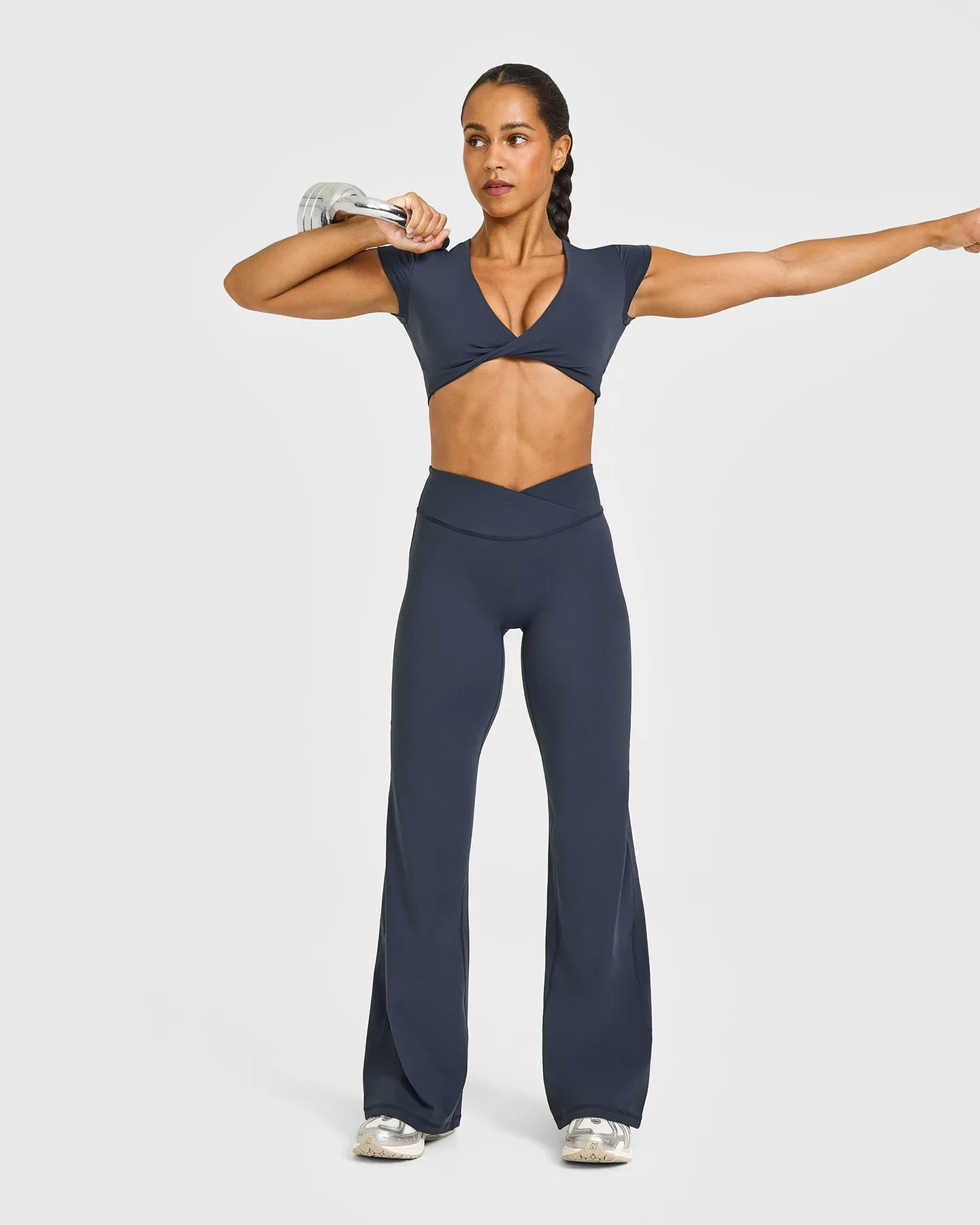 Unified Twist Front Short Sleeve Crop Top | True Blue sold by Oner Active product image thumbnail 3