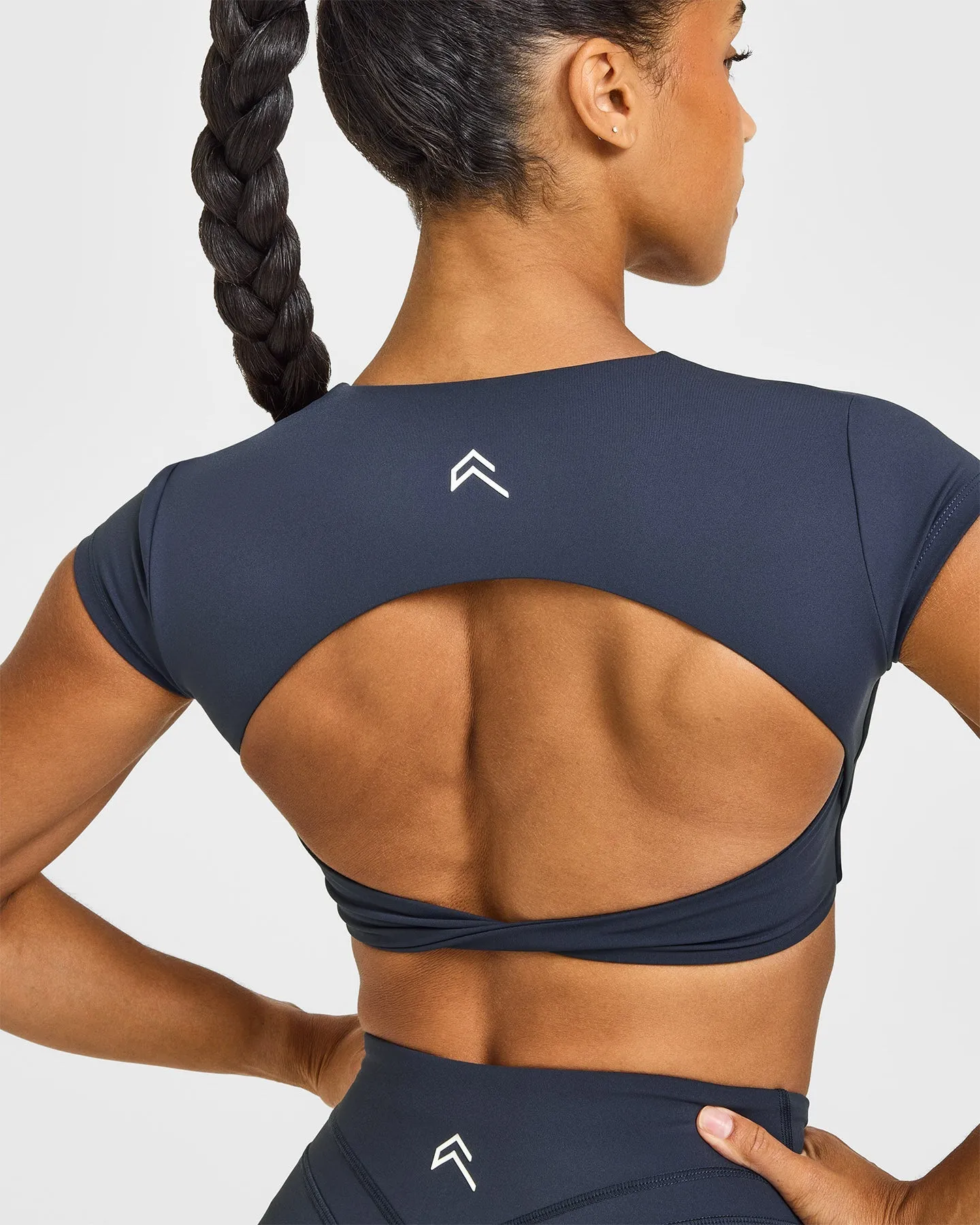 Unified Twist Front Short Sleeve Crop Top | True Blue sold by Oner Active product image thumbnail 4