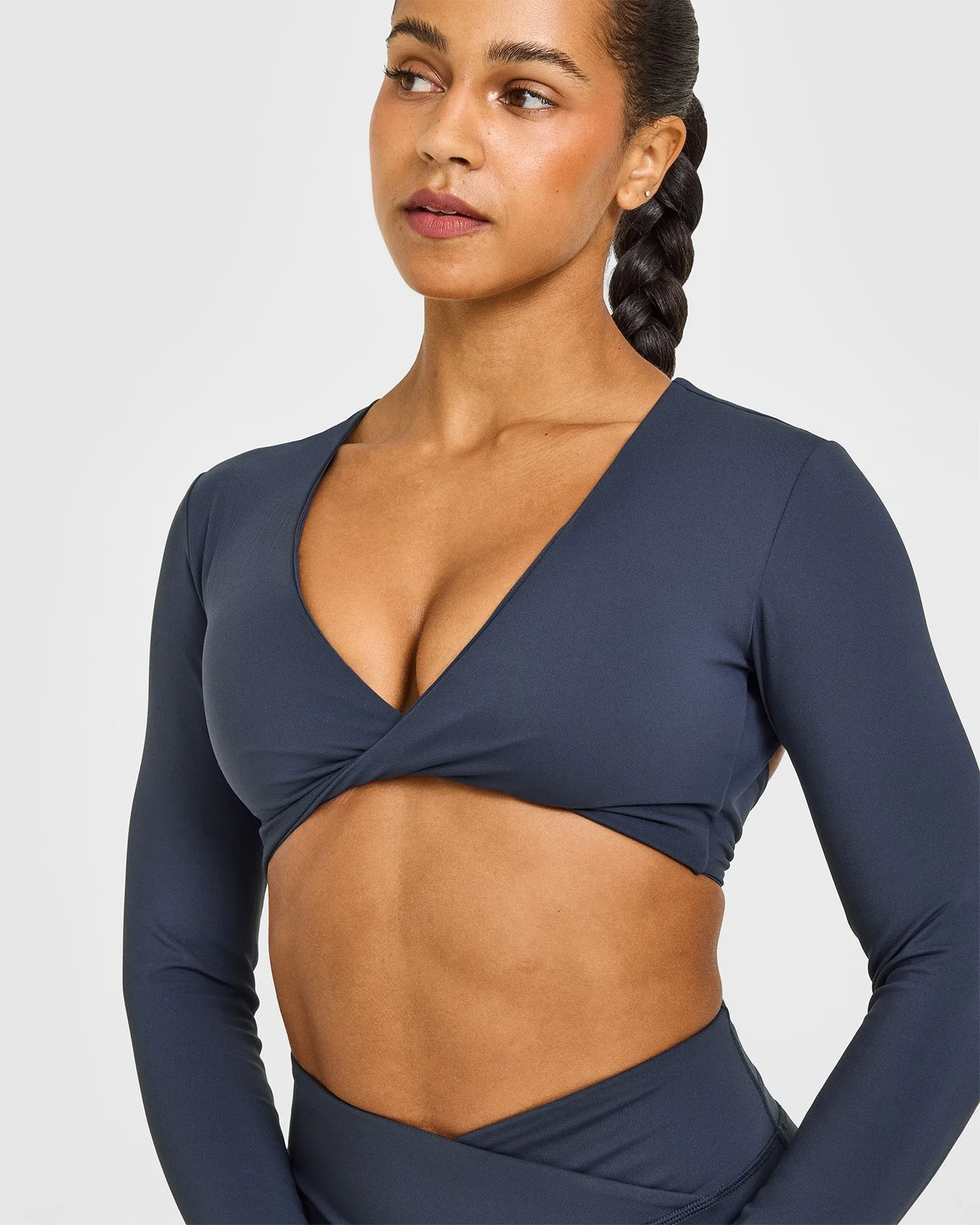 Unified Twist Front Long Sleeve Crop Top | True Blue sold by Oner Active product image thumbnail 5