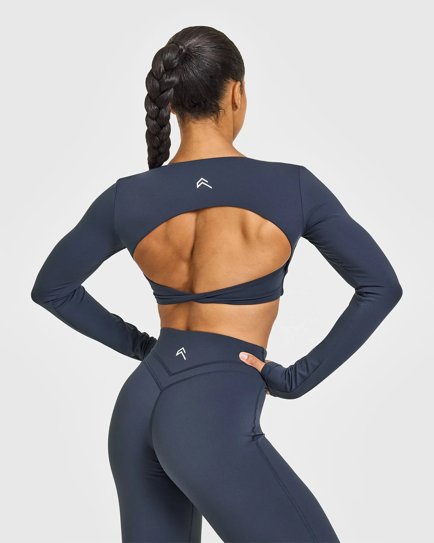 Unified Twist Front Long Sleeve Crop Top | True Blue sold by Oner Active product image thumbnail 2