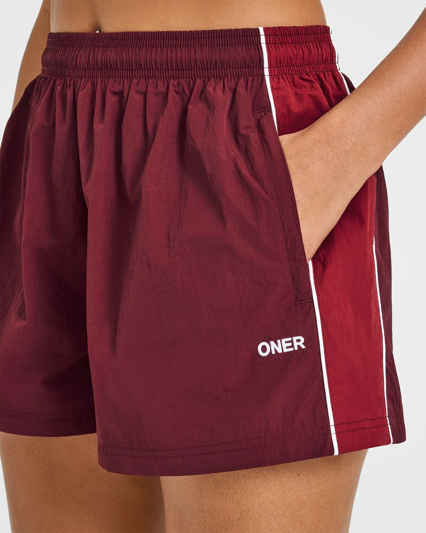Oversized Piped Woven Track Shorts | Rosewood sold by Oner Active product image thumbnail 5