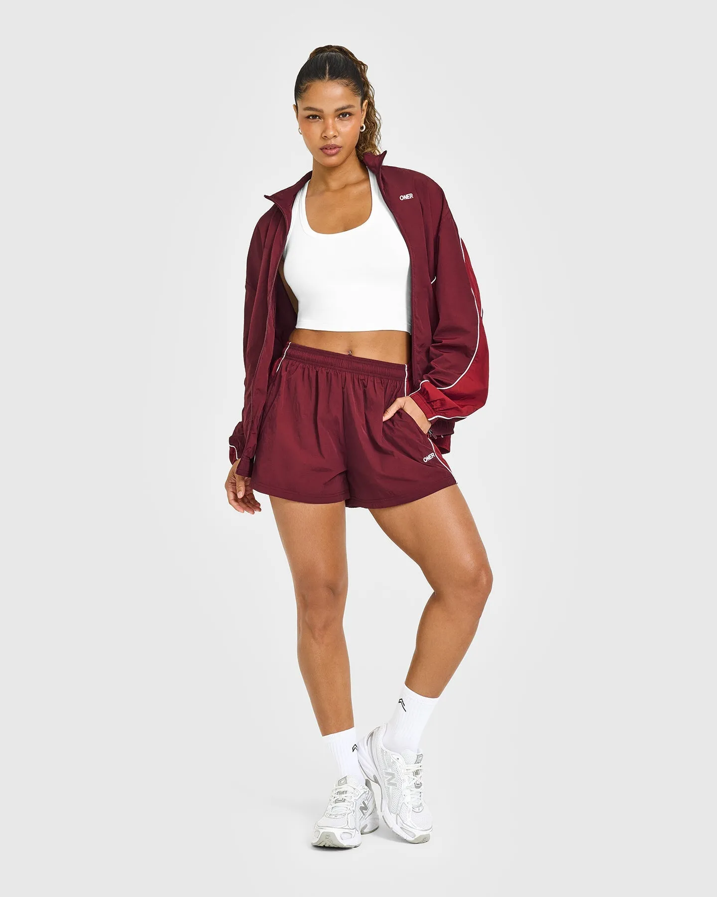 Oversized Piped Woven Track Shorts | Rosewood sold by Oner Active product image thumbnail 3