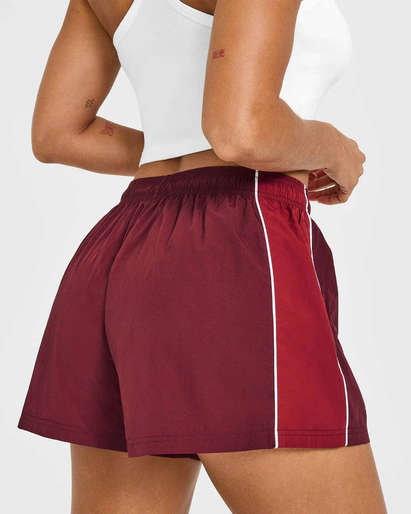 Oversized Piped Woven Track Shorts | Rosewood sold by Oner Active product image thumbnail 4