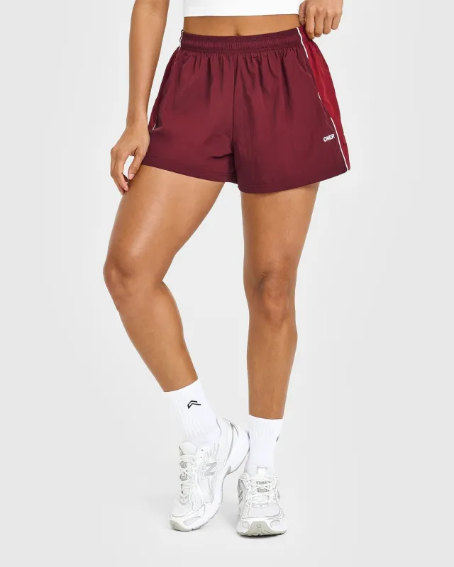 Oversized Piped Woven Track Shorts | Rosewood sold by Oner Active