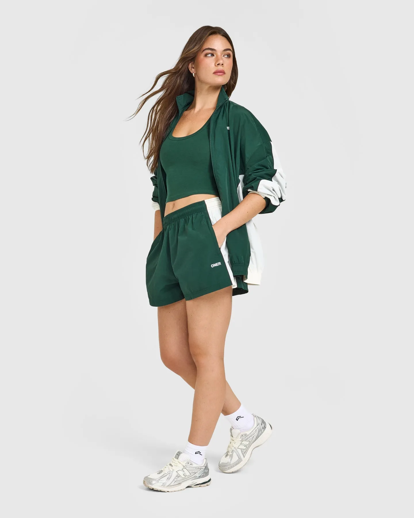 Oversized Piped Woven Track Shorts | Racing Green sold by Oner Active product image thumbnail 3