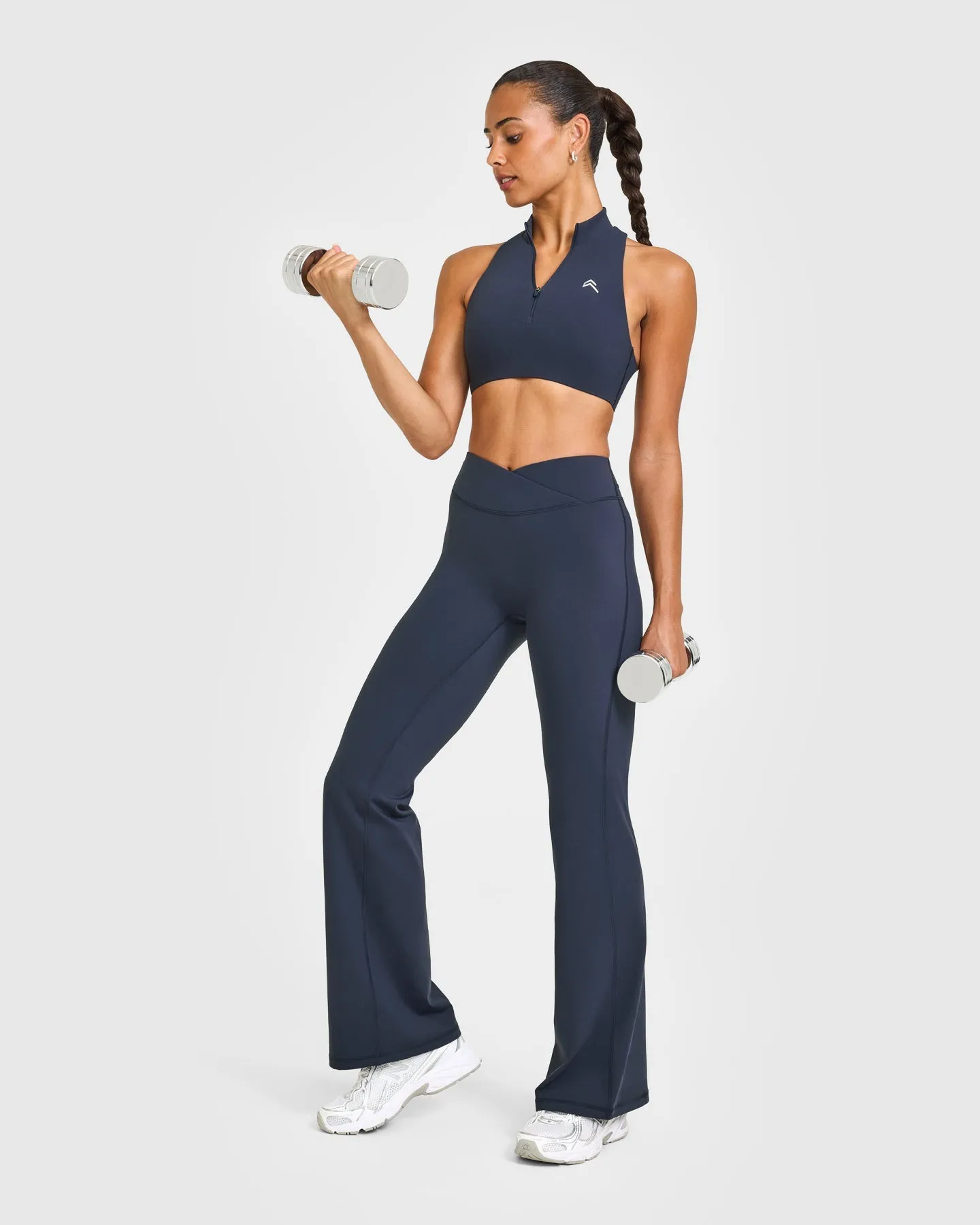 EasyLift™ Zip High Neck Sports Bra with White Logo | True Blue sold by Oner Active product image thumbnail 3