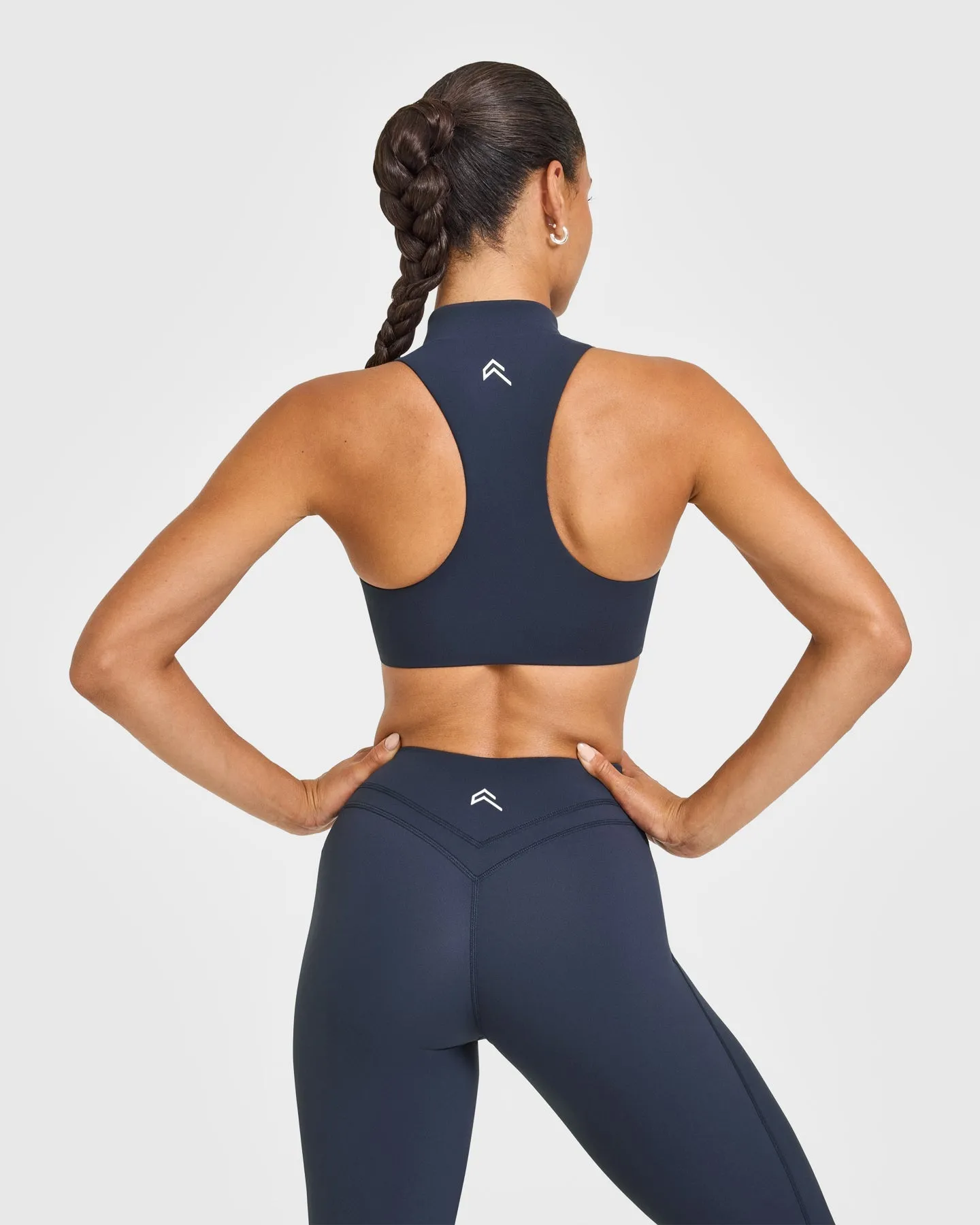 EasyLift™ Zip High Neck Sports Bra with White Logo | True Blue sold by Oner Active product image thumbnail 5