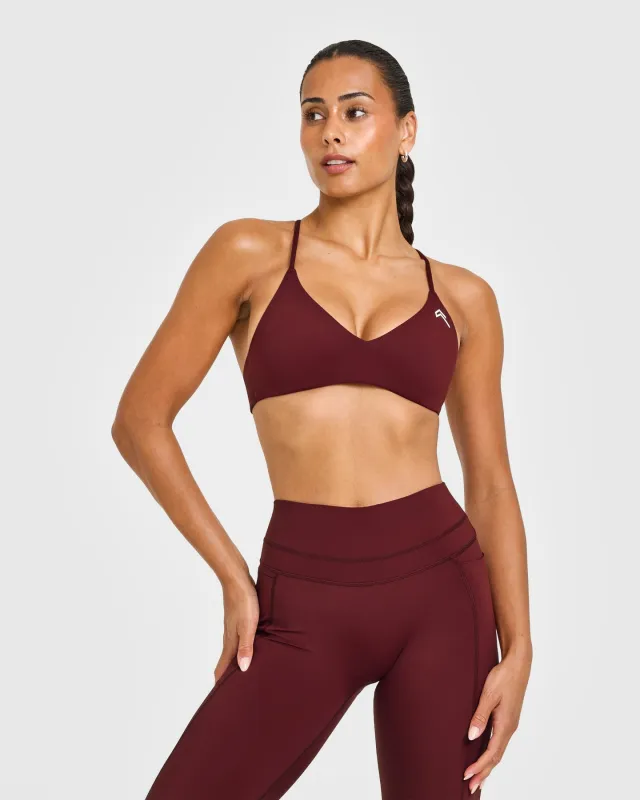 EasyLift™ Ultra Minimal Bralette with White Logo | Rosewood sold by Oner Active