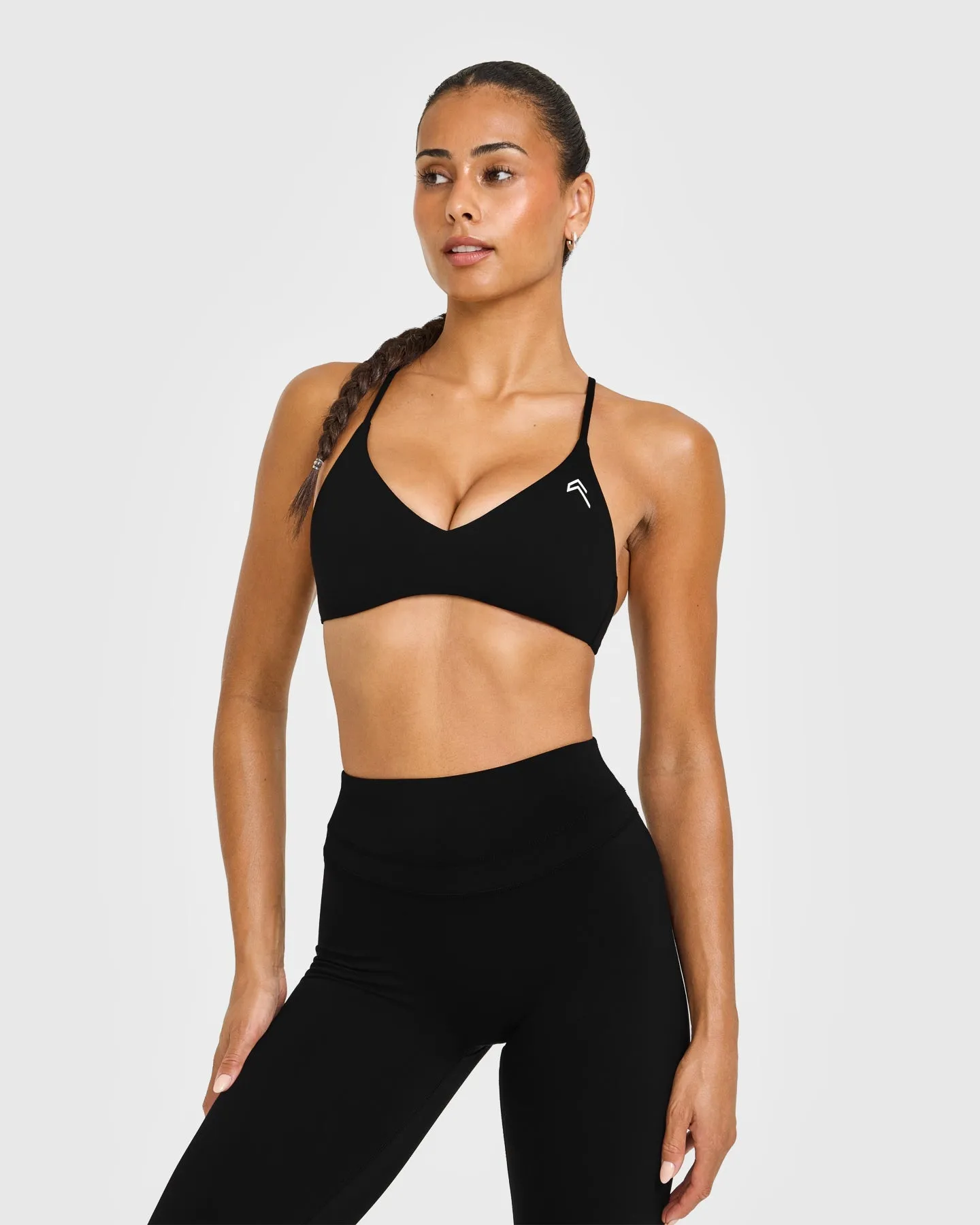 EasyLift™ Ultra Minimal Bralette with White Logo | Black sold by Oner Active