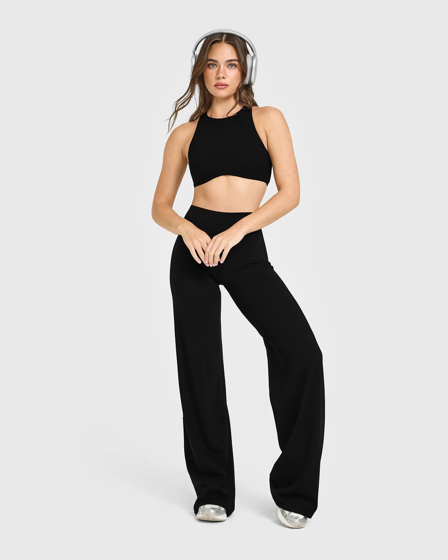 SoftMotion™ High Neck Sports Bra with White Logo | Black sold by Oner Active product image thumbnail 3