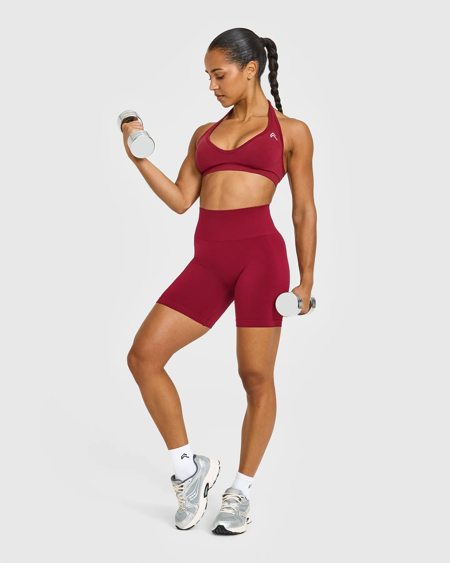 Effortless Seamless Shorts with White Logo | Claret Red sold by Oner Active product image thumbnail 3