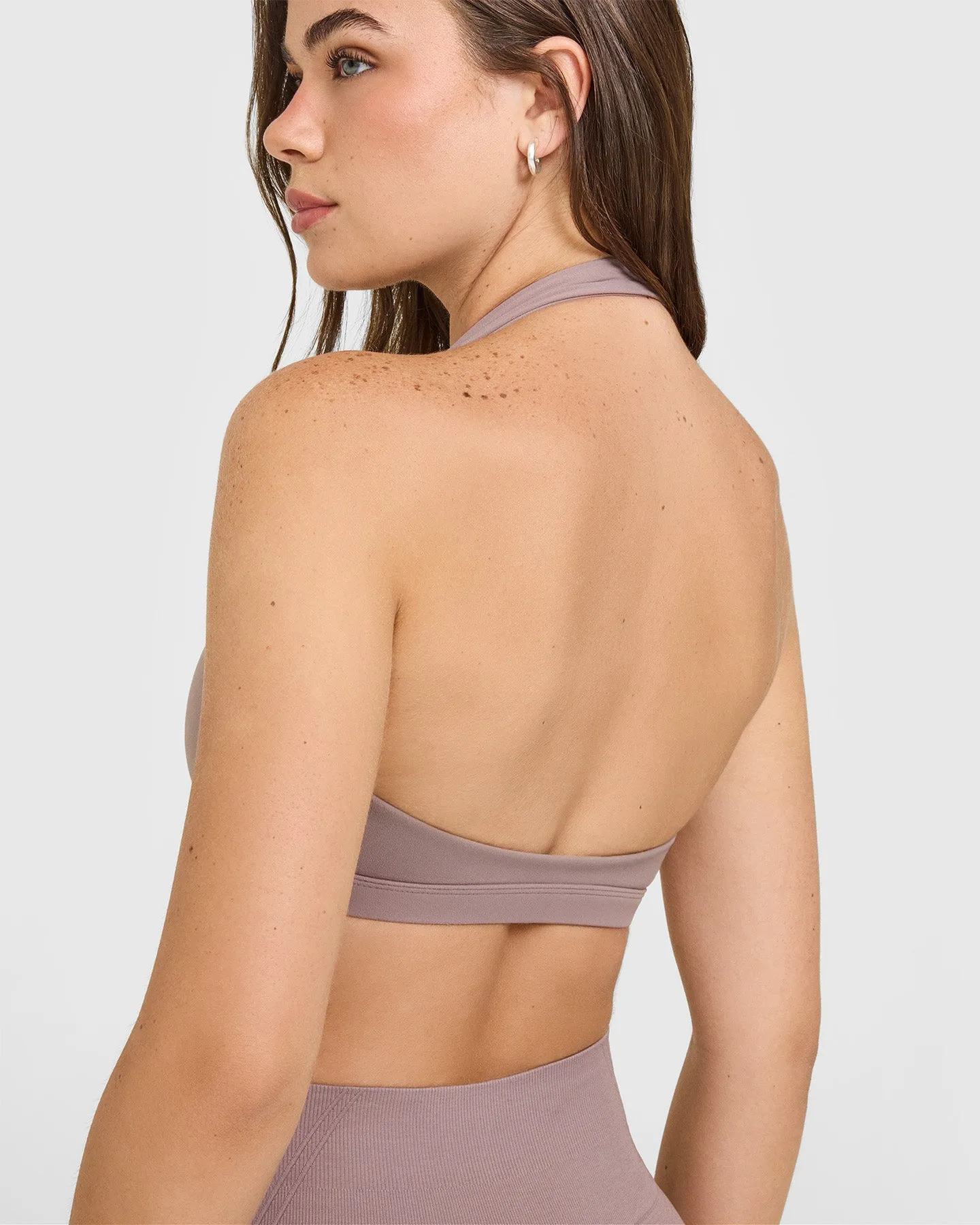 EasyLift™ Halter Bralette with White Logo | Dusty Purple sold by Oner Active product image thumbnail 4