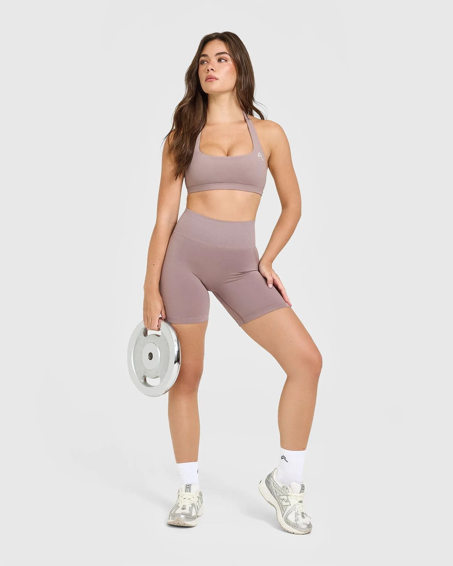 Effortless Seamless Shorts with White Logo | Dusty Purple sold by Oner Active product image thumbnail 3