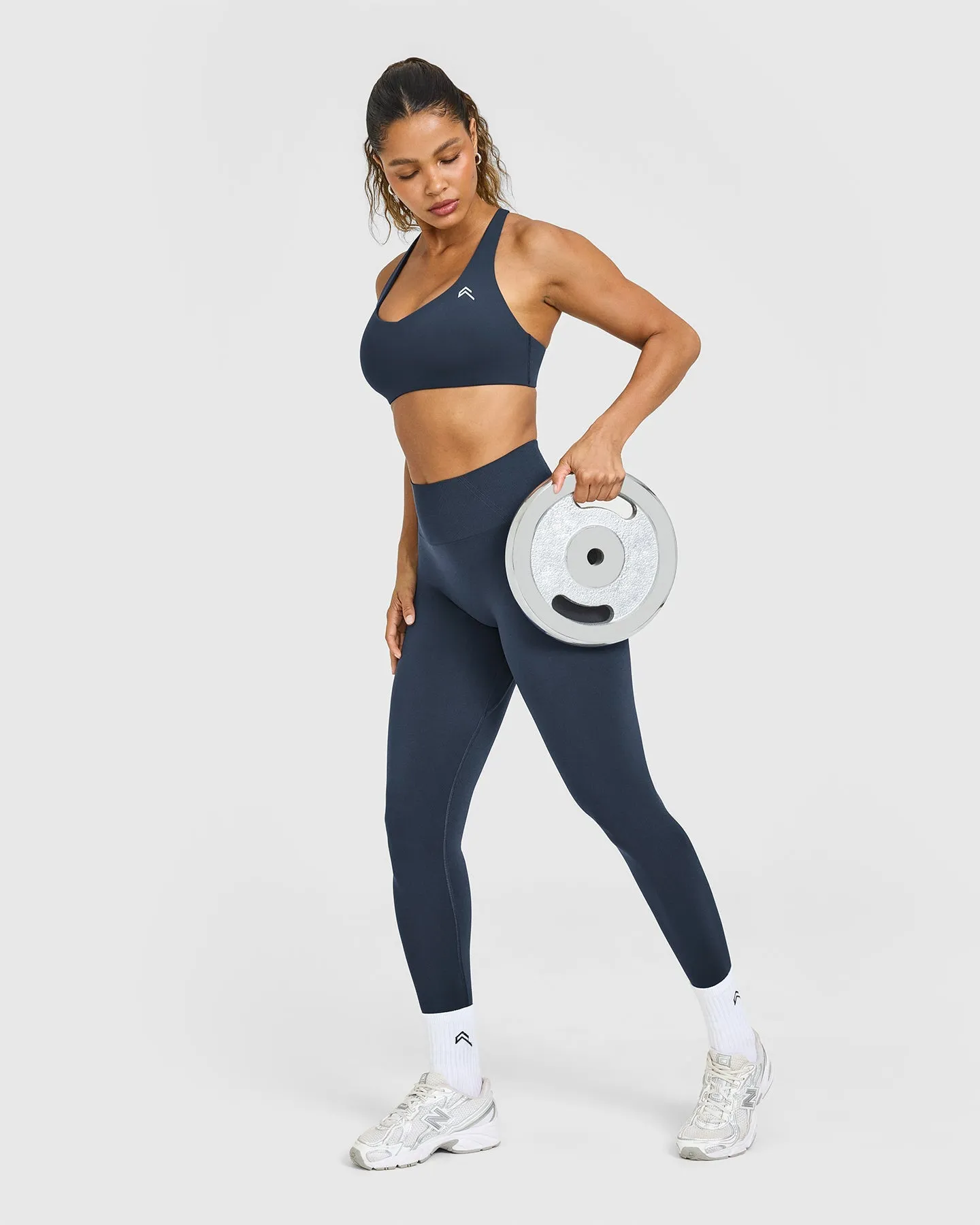 EasyLift™ Cross Back Sports Bra with White Logo | True Blue sold by Oner Active product image thumbnail 3
