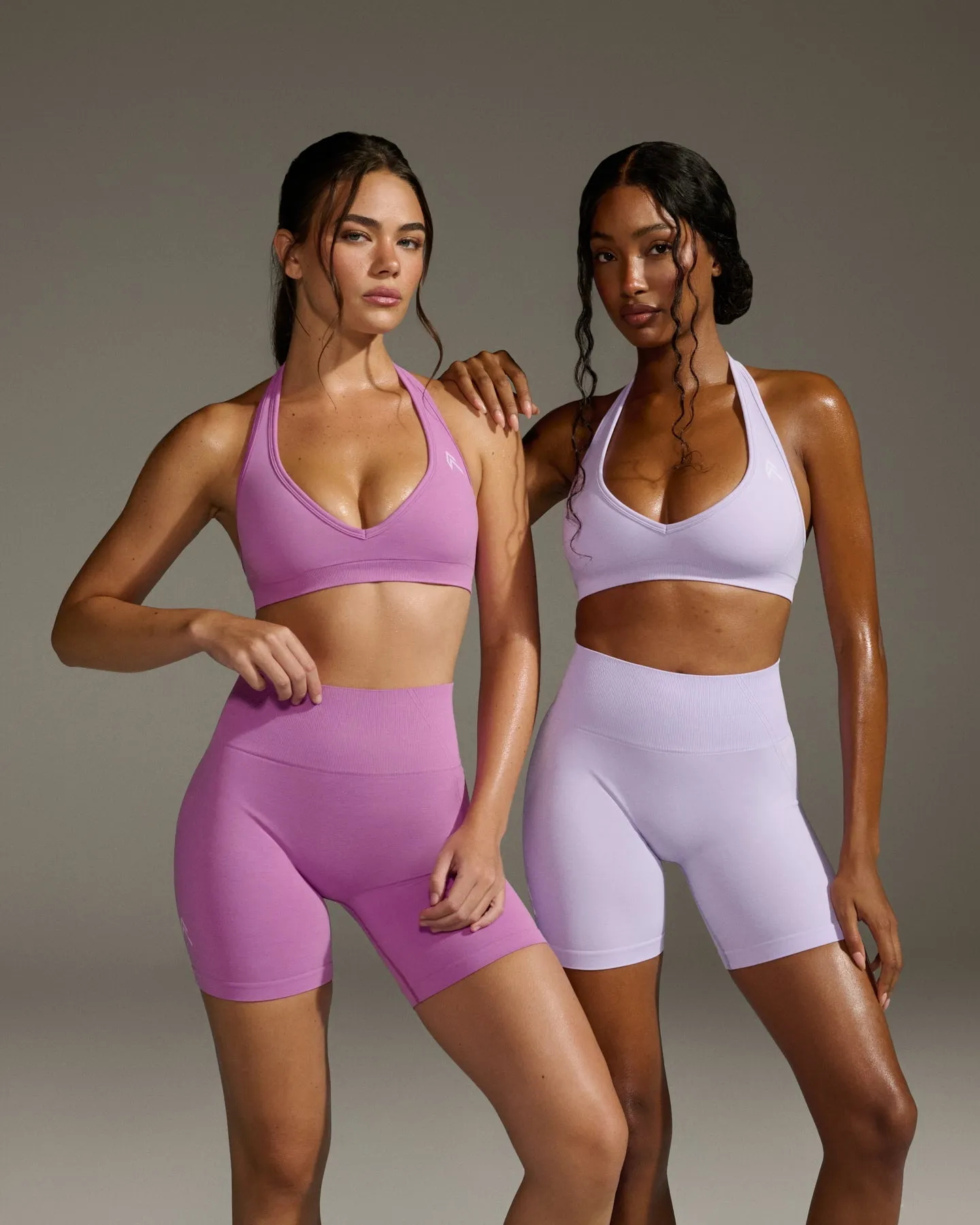 Effortless Seamless Halter Neck Sports Bra with White Logo | Lavender Purple sold by Oner Active product image thumbnail 2