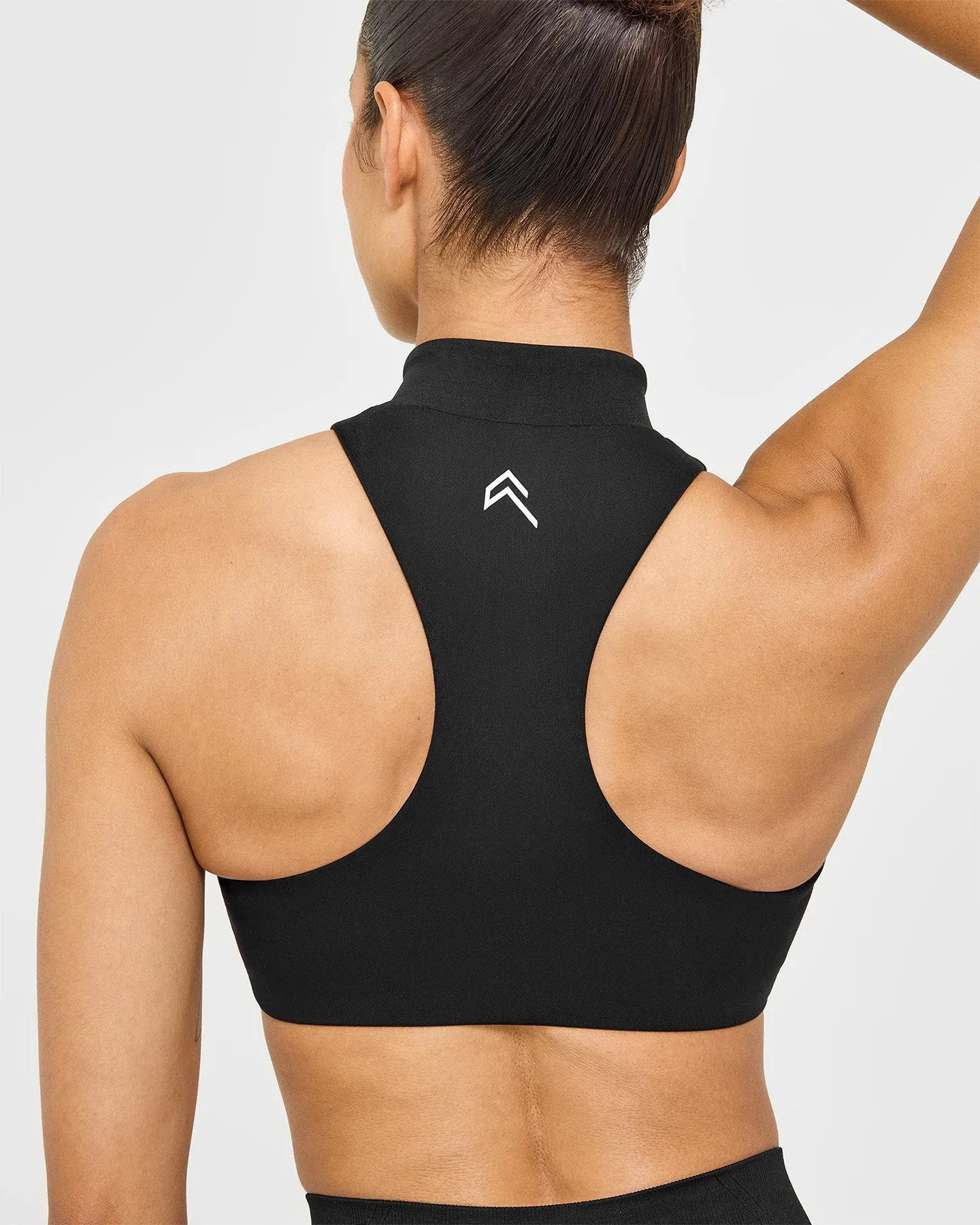 EasyLift™ Zip High Neck Sports Bra with White Logo | Black sold by Oner Active product image thumbnail 5