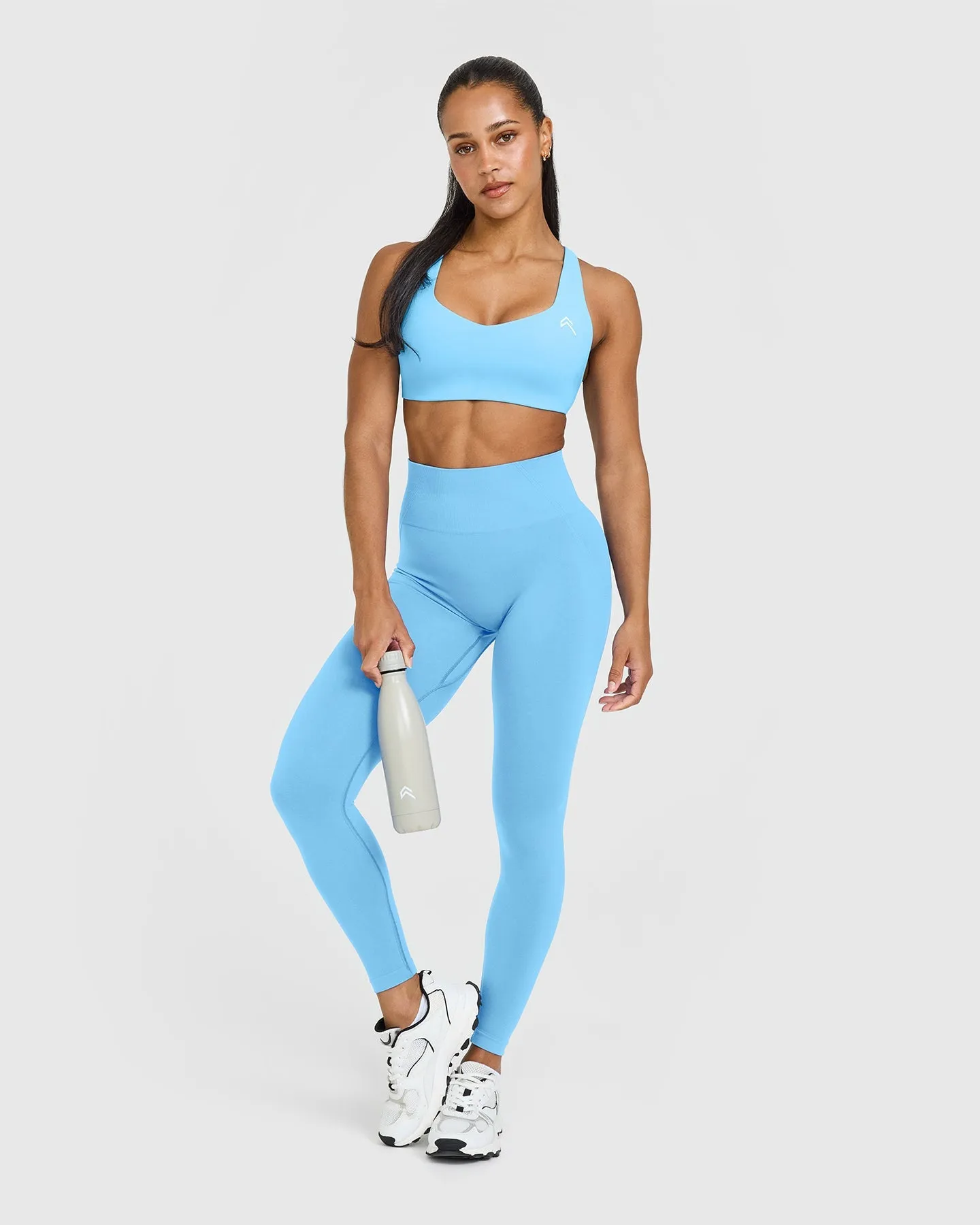 EasyLift™ Cross Back Sports Bra with White Logo | Arctic Blue sold by Oner Active product image thumbnail 3