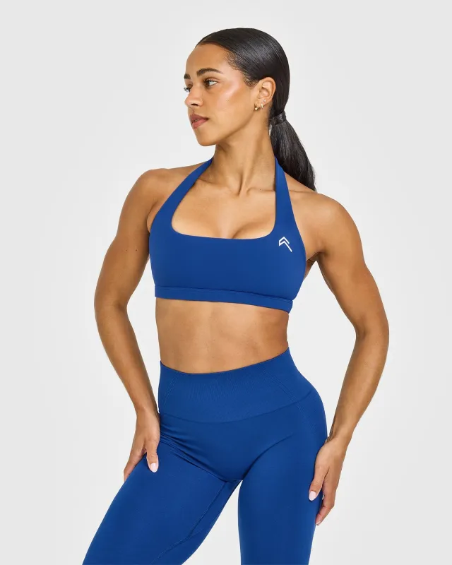 EasyLift™ Halter Bralette with White Logo | Vintage Navy sold by Oner Active