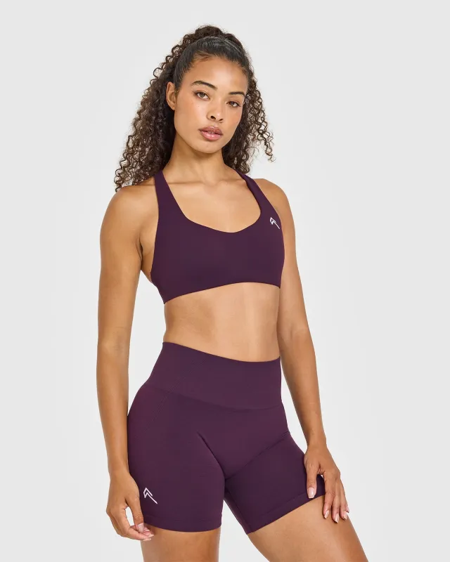 EasyLift™ Cross Back Sports Bra with White Logo | Blackberry Purple sold by Oner Active