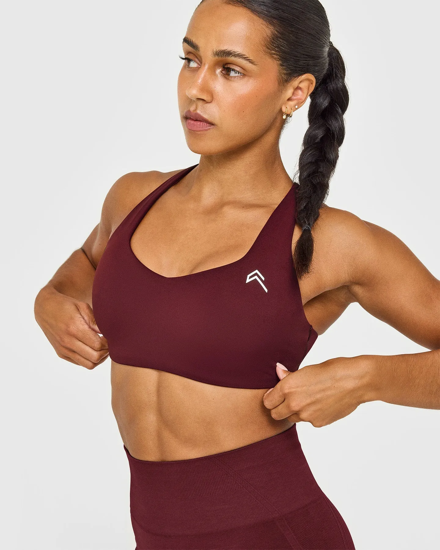 EasyLift™ Cross Back Sports Bra with White Logo | Rosewood sold by Oner Active product image thumbnail 3