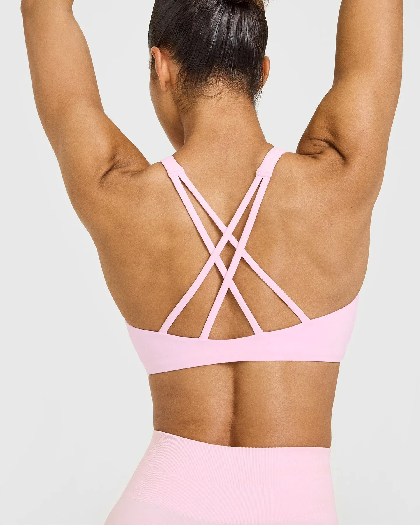 EasyLift™ High Neck Sports Bra with White Logo | Chalk Pink sold by Oner Active product image thumbnail 4