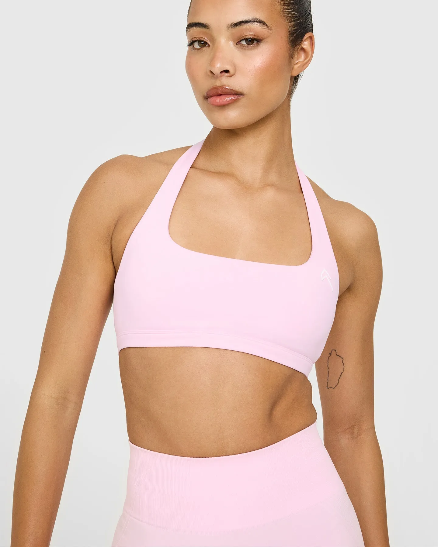 EasyLift™ Halter Bralette with White Logo | Chalk Pink sold by Oner Active product image thumbnail 5