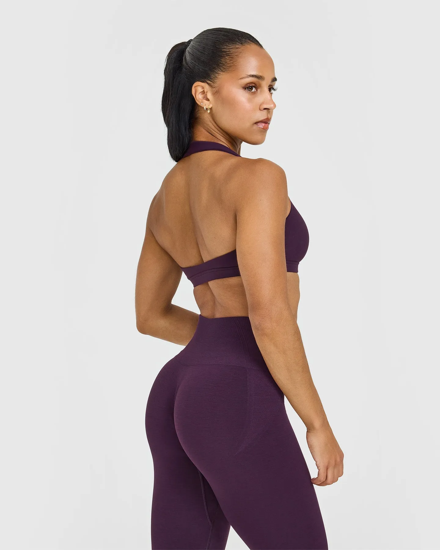 EasyLift™ Halter Bralette with White Logo | Blackberry Purple sold by Oner Active product image thumbnail 4