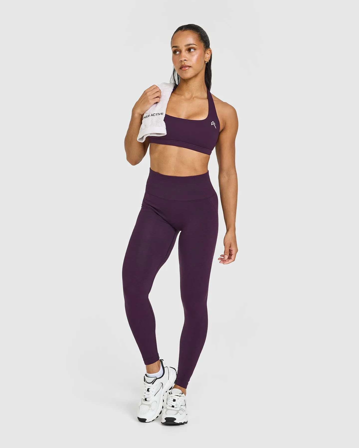 EasyLift™ Halter Bralette with White Logo | Blackberry Purple sold by Oner Active product image thumbnail 2