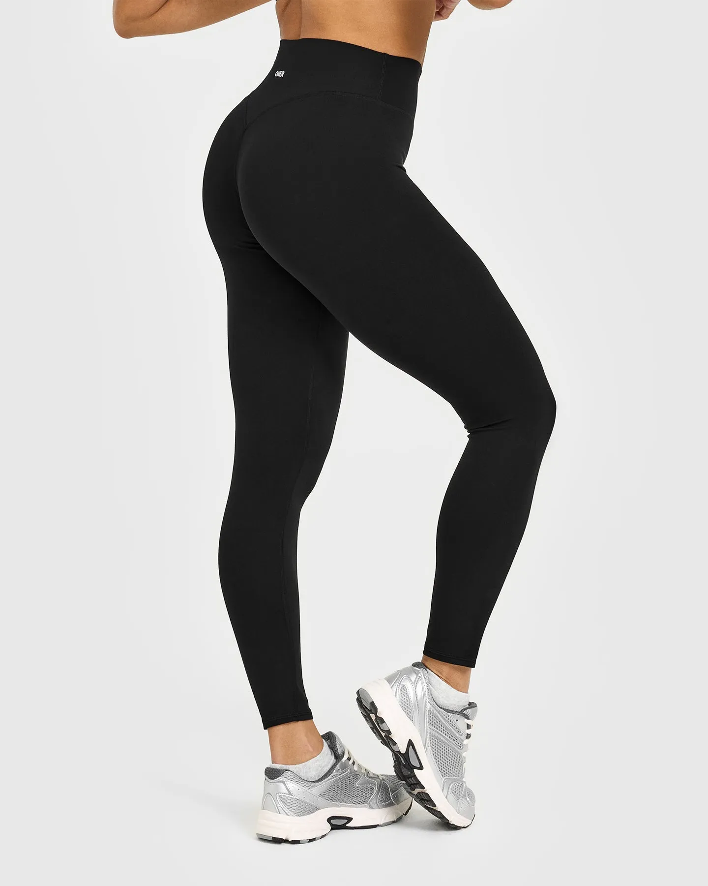 SoftMotion™ High Waisted Leggings with White Logo | Black sold by Oner Active product image thumbnail 2