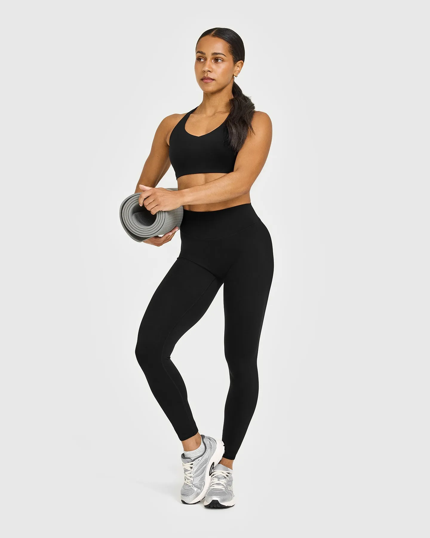 SoftMotion™ High Waisted Leggings with White Logo | Black sold by Oner Active product image thumbnail 3