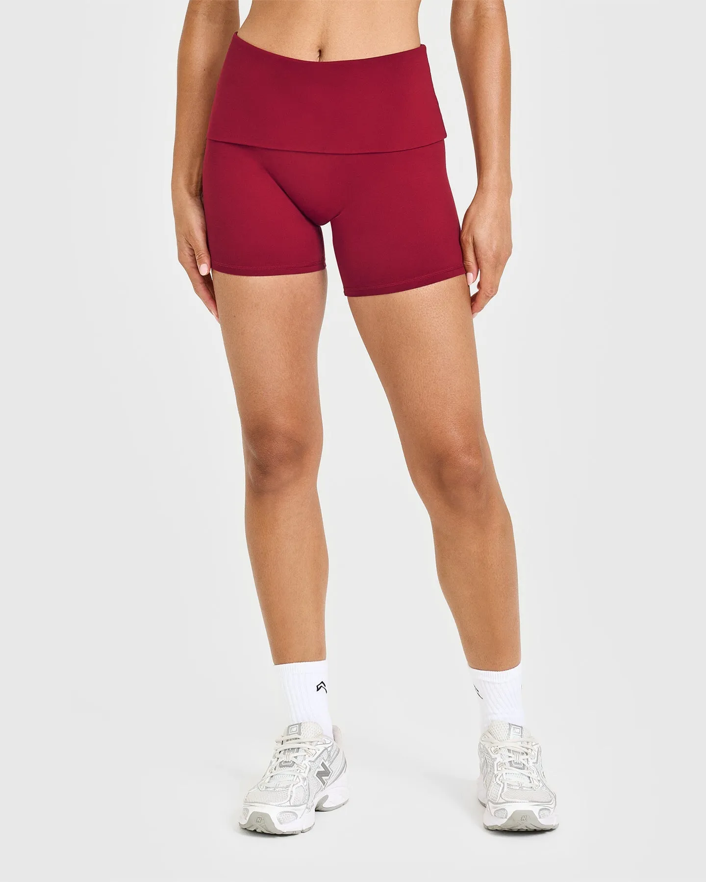 SoftMotion™ Fold Over Shorts 6" with White Logo | Ruby Red sold by Oner Active