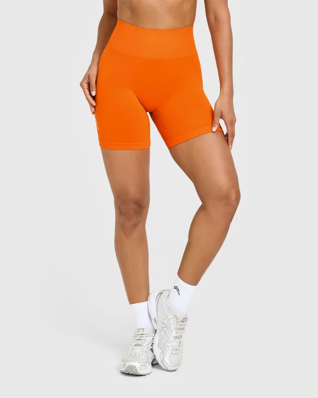 Effortless Seamless Shorts with White Logo | Flame Orange sold by Oner Active