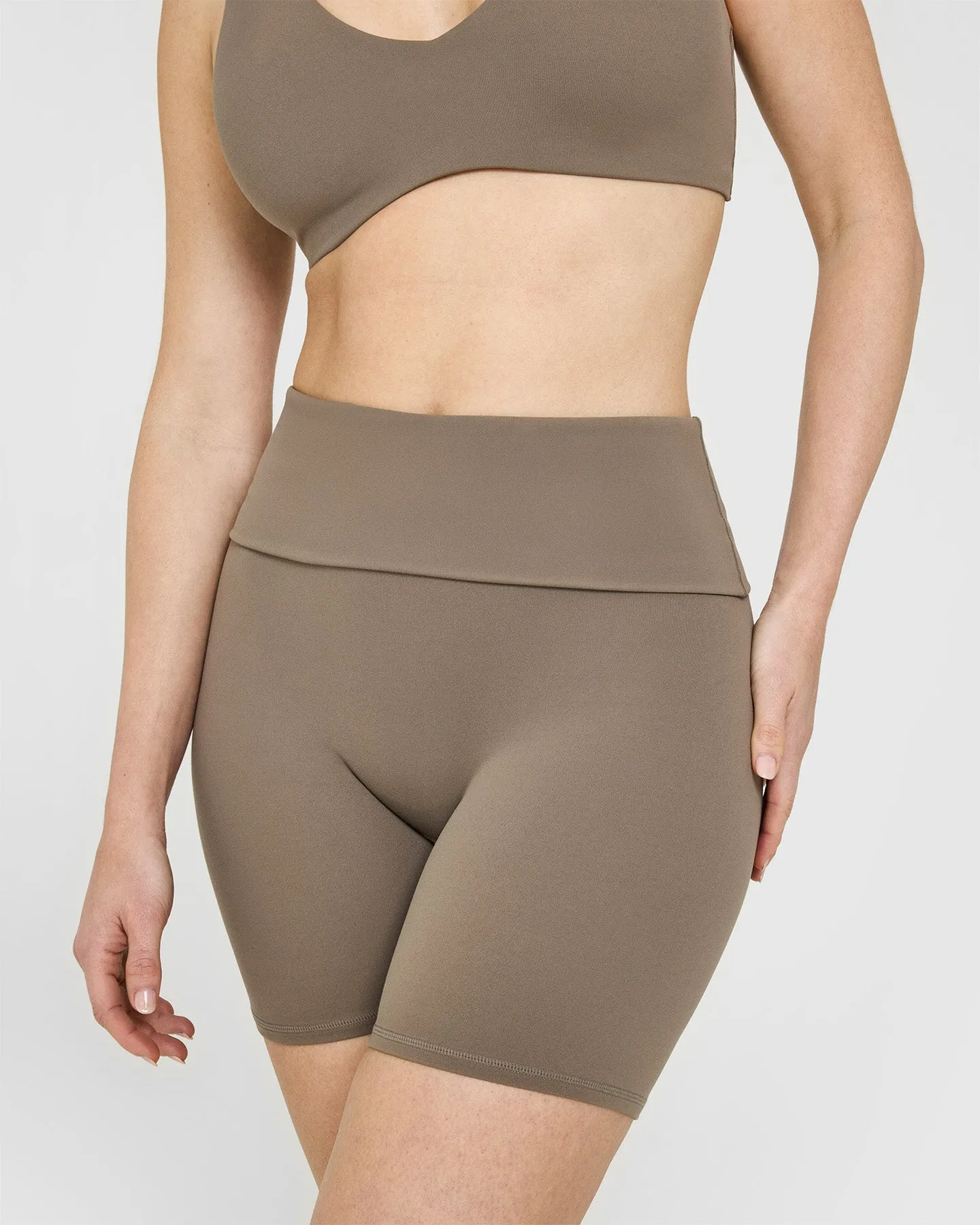 SoftMotion™ Fold Over Shorts 6" with White Logo | Moss Brown sold by Oner Active product image thumbnail 5