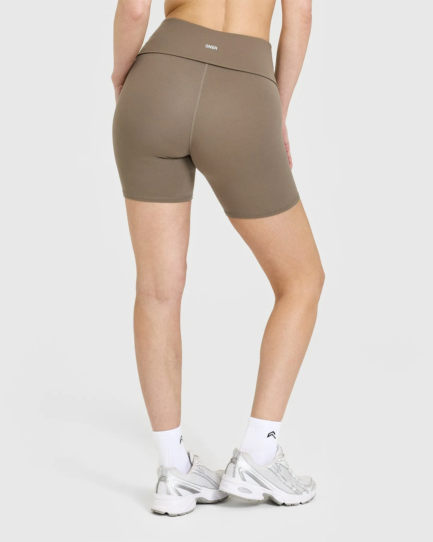 SoftMotion™ Fold Over Shorts 6" with White Logo | Moss Brown sold by Oner Active product image thumbnail 2